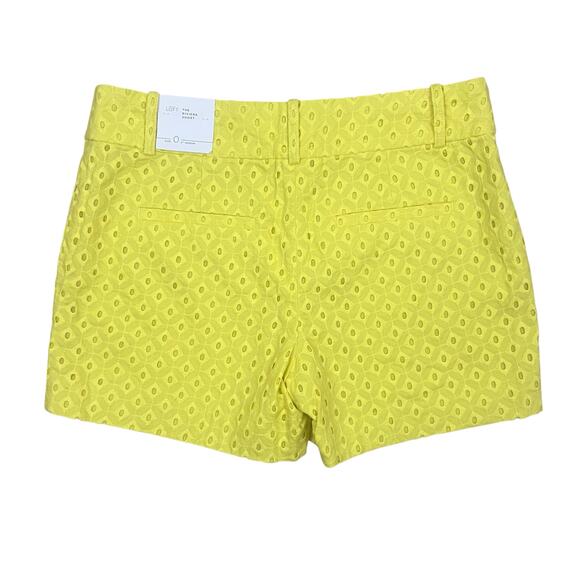 NWT Ann Taylor LOFT Riviera Shorts in Yellow Eyelet Size 0 - Picture 4 of 8